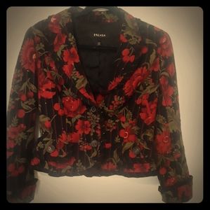 Escada Blazer sz 38 red cherries and flowers